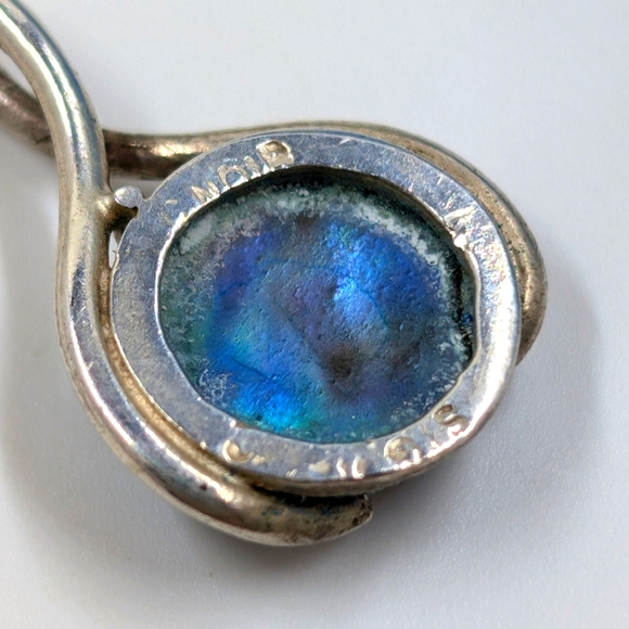 Abalone Shell and 925 Sterling Silver Signed Vintage Necklace - Picture 4 of 6